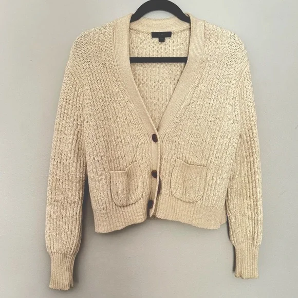 J. CREW Cropped Patch Pocket Beach Cardigan Sweater - Picture 2 of 14
